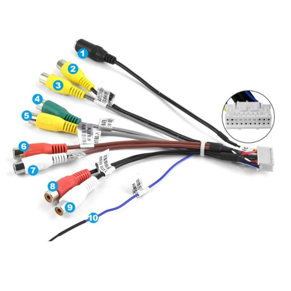 Cablu adaptor 20 de pini, 8 RCA cu intrare microfon, iesire amplificator