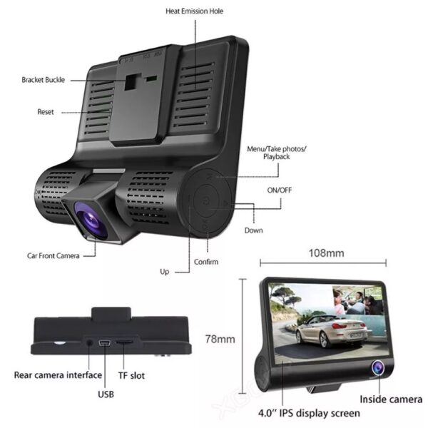 Camera dvr full HD 1080p cu doua camere