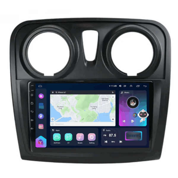 Navigatie Dacia Logan, Sandero, CarPlay & Android Auto, 8+128GB, SIM 4G, Ecran 9" QLED, DSP