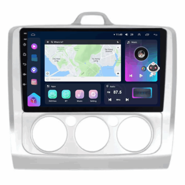 Navigatie Ford Focus 2, CarPlay & Android Auto, 8+128GB, SIM 4G, Ecran 9" QLED, DSP