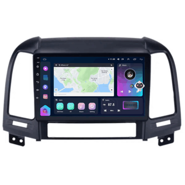 Navigatie Hyundai Santa FE 2006-2012, CarPlay & Android Auto, 8+128GB, SIM 4G, Ecran 9" QLED