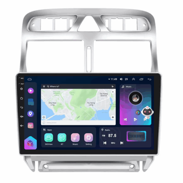 Navigație Peugeot 307, CarPlay & Android Auto, 8+128GB, SIM 4G, Ecran 9" QLED, DSP