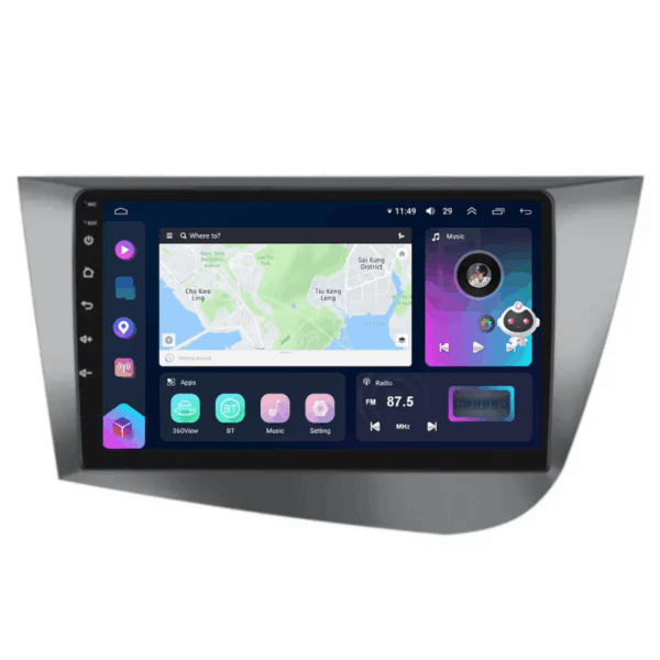 Navigație Seat Leon 2005-2012, CarPlay & Android Auto, 8+128GB, SIM 4G, Ecran 9" QLED, DSP