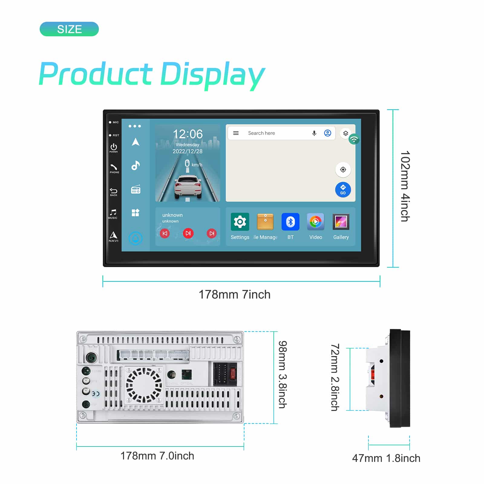 Radio Android 2DIN 7” IPS 4+64GB SIM 4G CarPlay Wireless Android Auto DSP GPS Auto Universal - imagine 8
