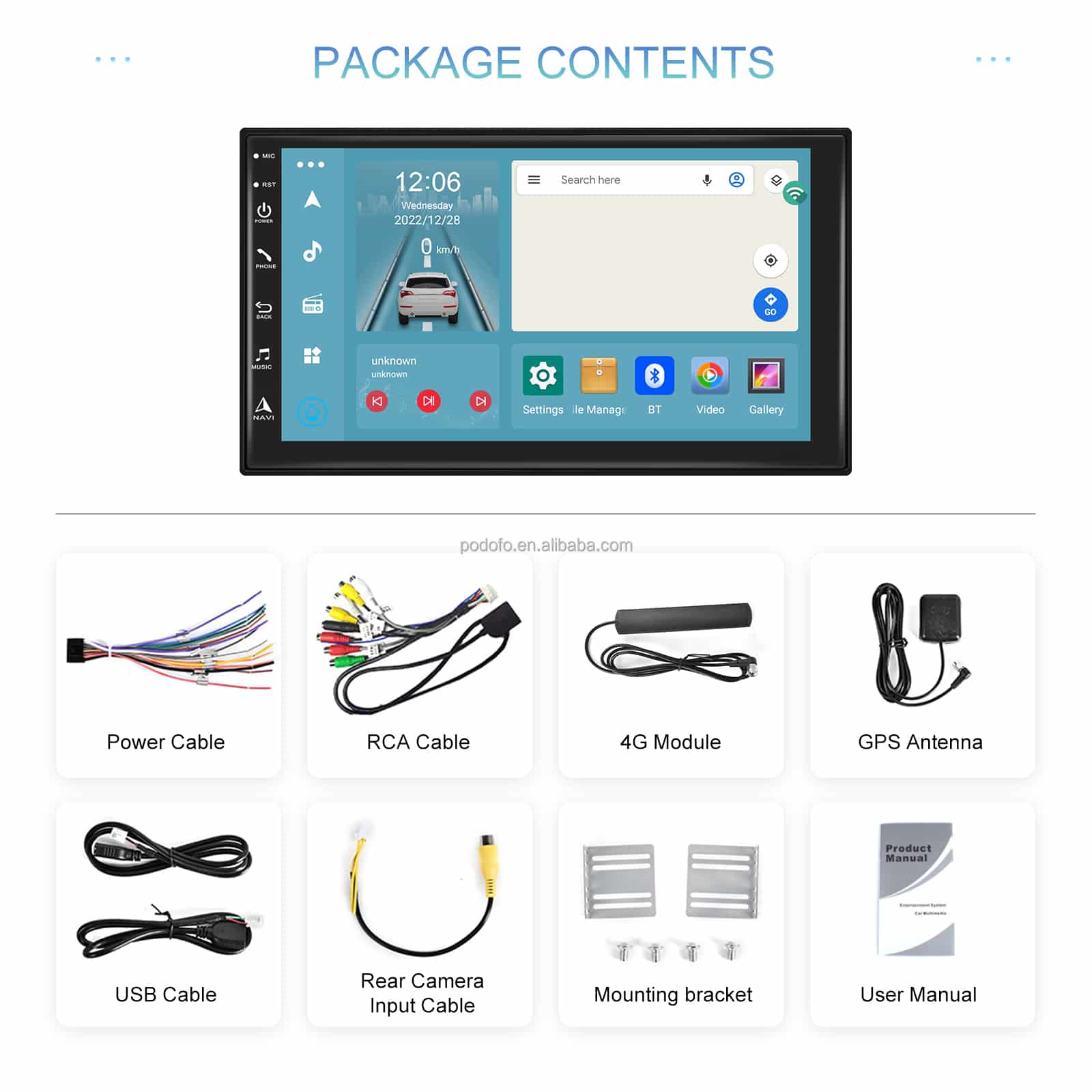 Radio Android 2DIN 7” IPS 4+64GB SIM 4G CarPlay Wireless Android Auto DSP GPS Auto Universal - imagine 10