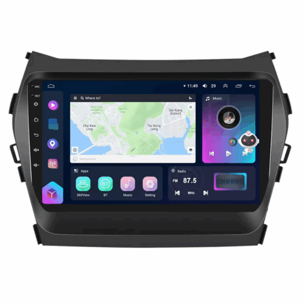Navigatie Hyundai Santa Fe 3 ix45 (2013-2017), CarPlay & Android Auto, 8+128GB, SIM 4G, Ecran 9" QLED