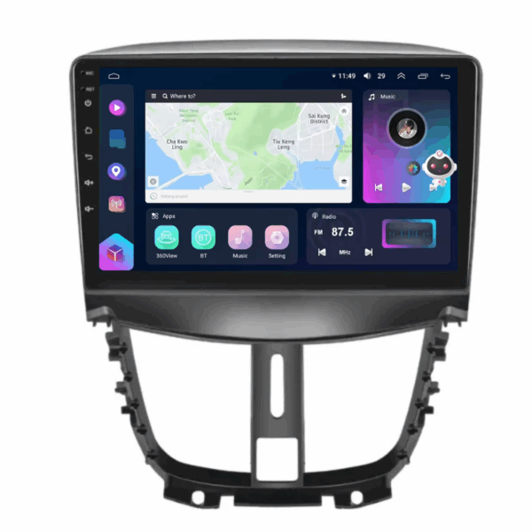 Navigație Peugeot 207, CarPlay & Android Auto, 8+128GB, SIM 4G, Ecran 9" QLED, DSP