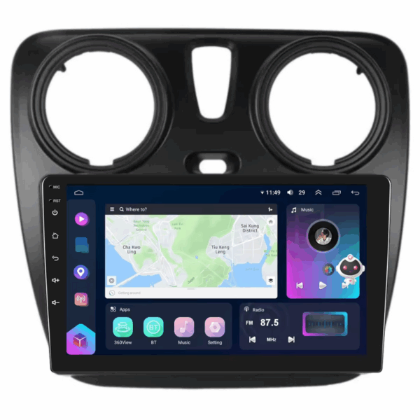 Navigatie Dacia Dokker, Lodgy 2012-2020, CarPlay & Android Auto, 8+128GB, SIM 4G, Ecran 9" QLED