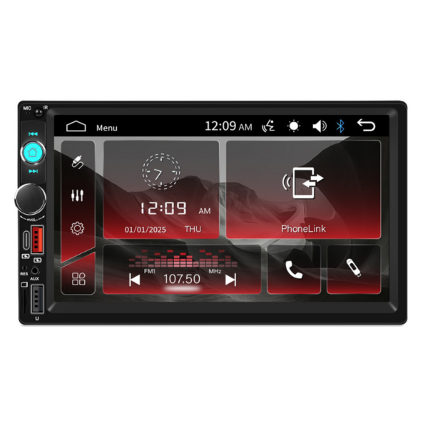 MP5 Player Auto 7 Inchi 2DIN cu Bluetooth, MirrorLink, USB, SD Card, USB-C – Ecran Tactil HD